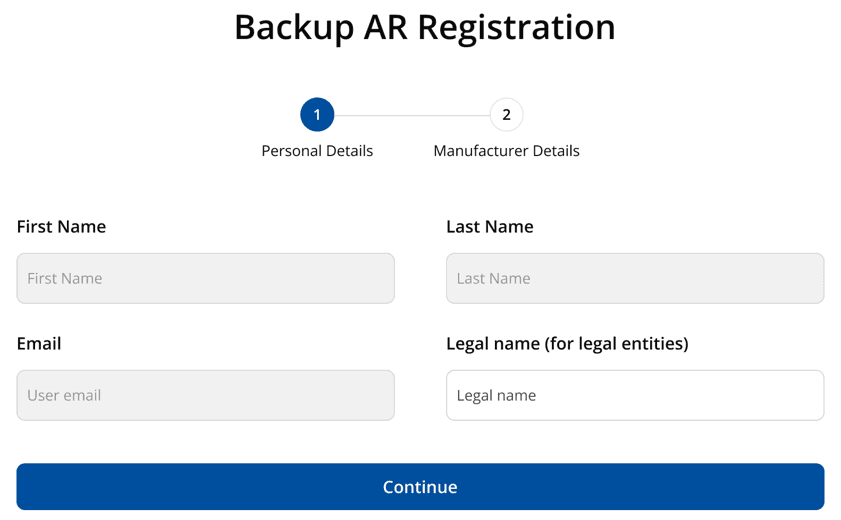 SRP interface displaying the Secondary AR association confirmation and assigned permissions